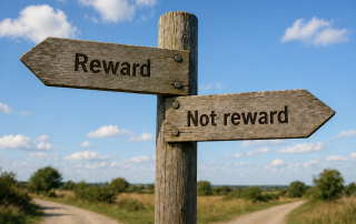 reward or not reward signpost at an intersection