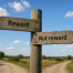 reward or not reward signpost at an intersection