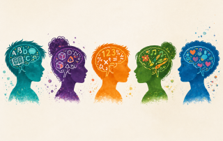 silhouette of different kids with different kinds of minds