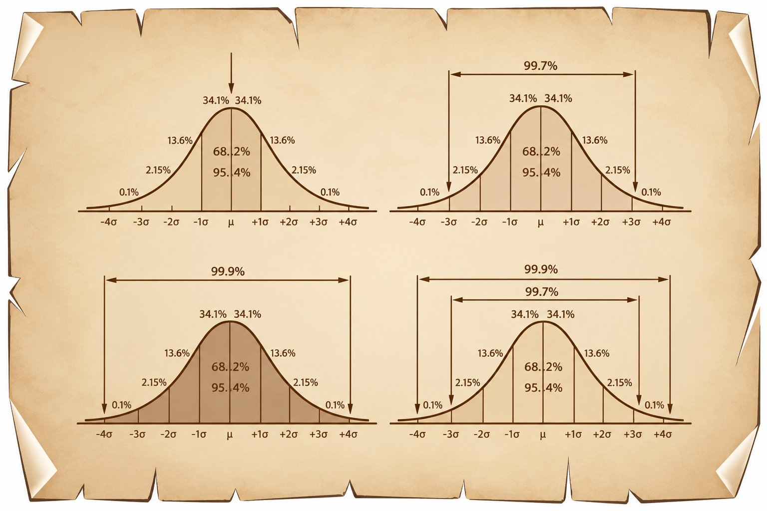 Bell curves on sepia background